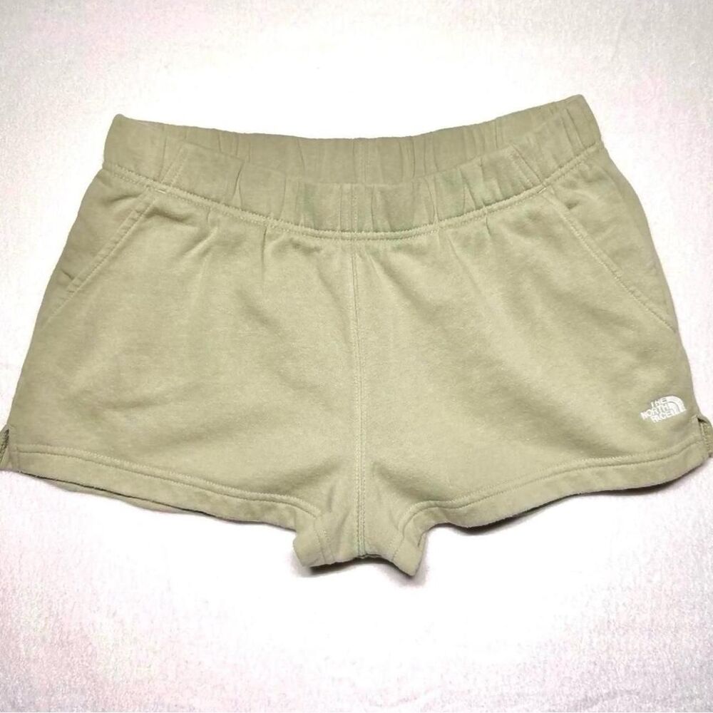 the north face olive green half dome fleece shorts women's size large